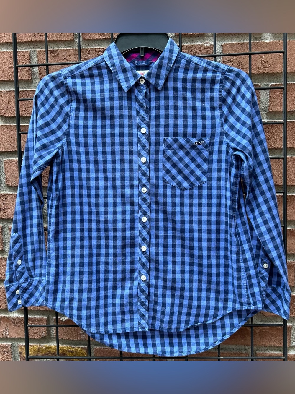 Vineyard Vines Blue and Navy Gingham Button-Down Shirt
